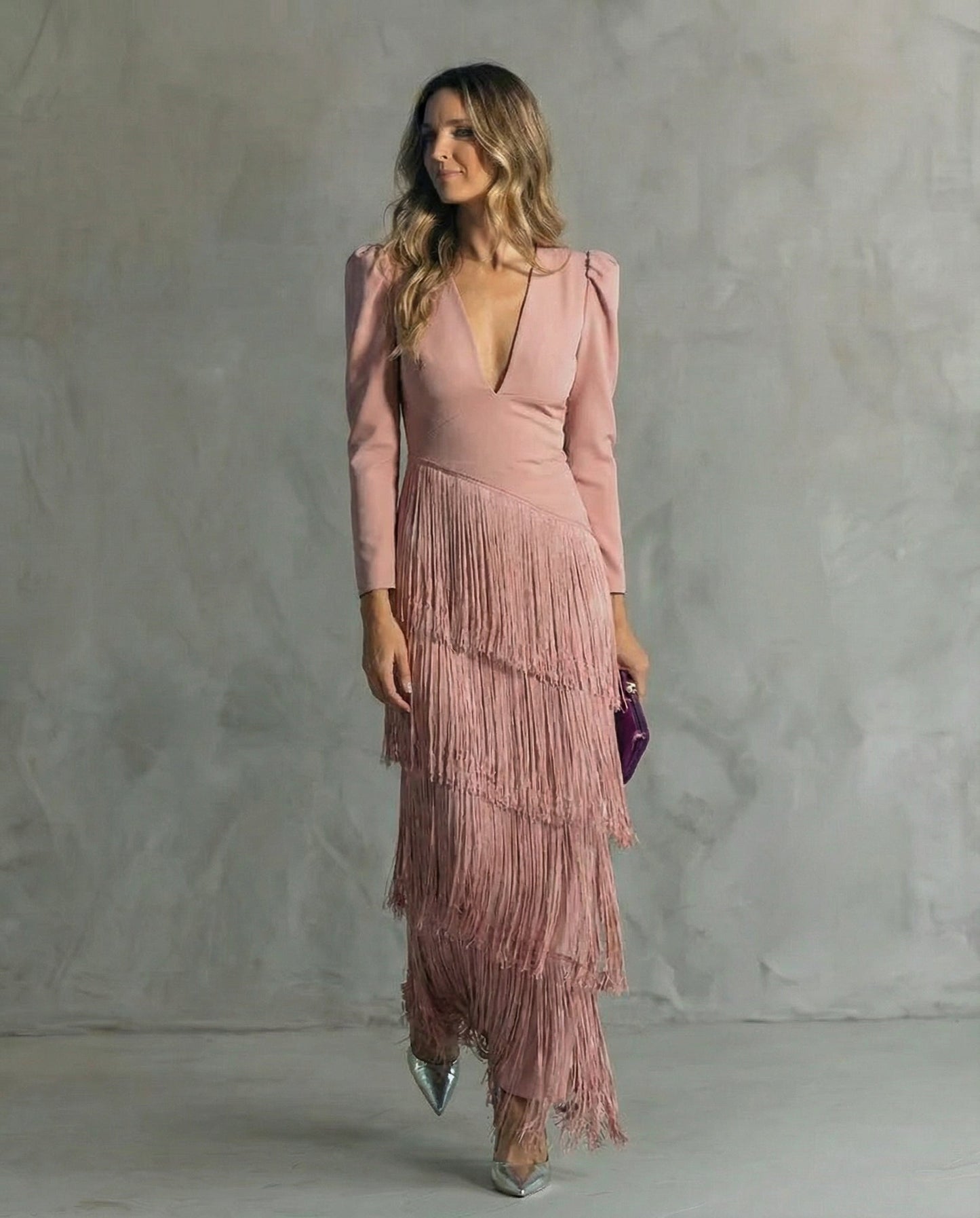 Clara - Vestido com Mangas de Franjas