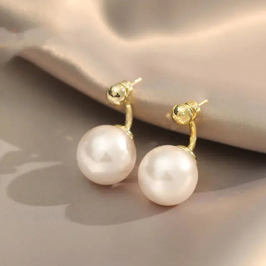 Brincos com Pérolas Douradas