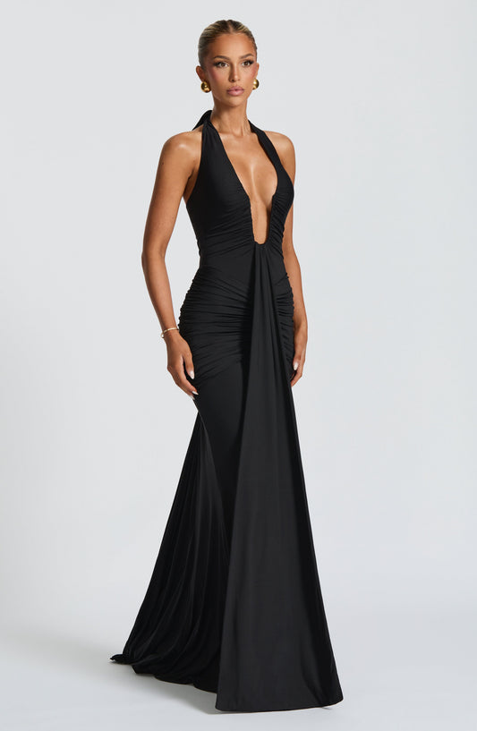 VESTIDO COMPRIDO HALTER DRAPEADO