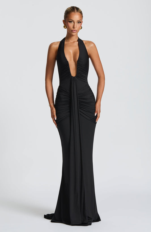 VESTIDO COMPRIDO HALTER DRAPEADO