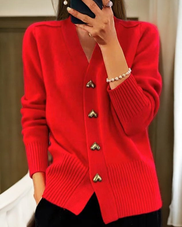 Adele - Gilet Suave com Botões em Forma de Coração