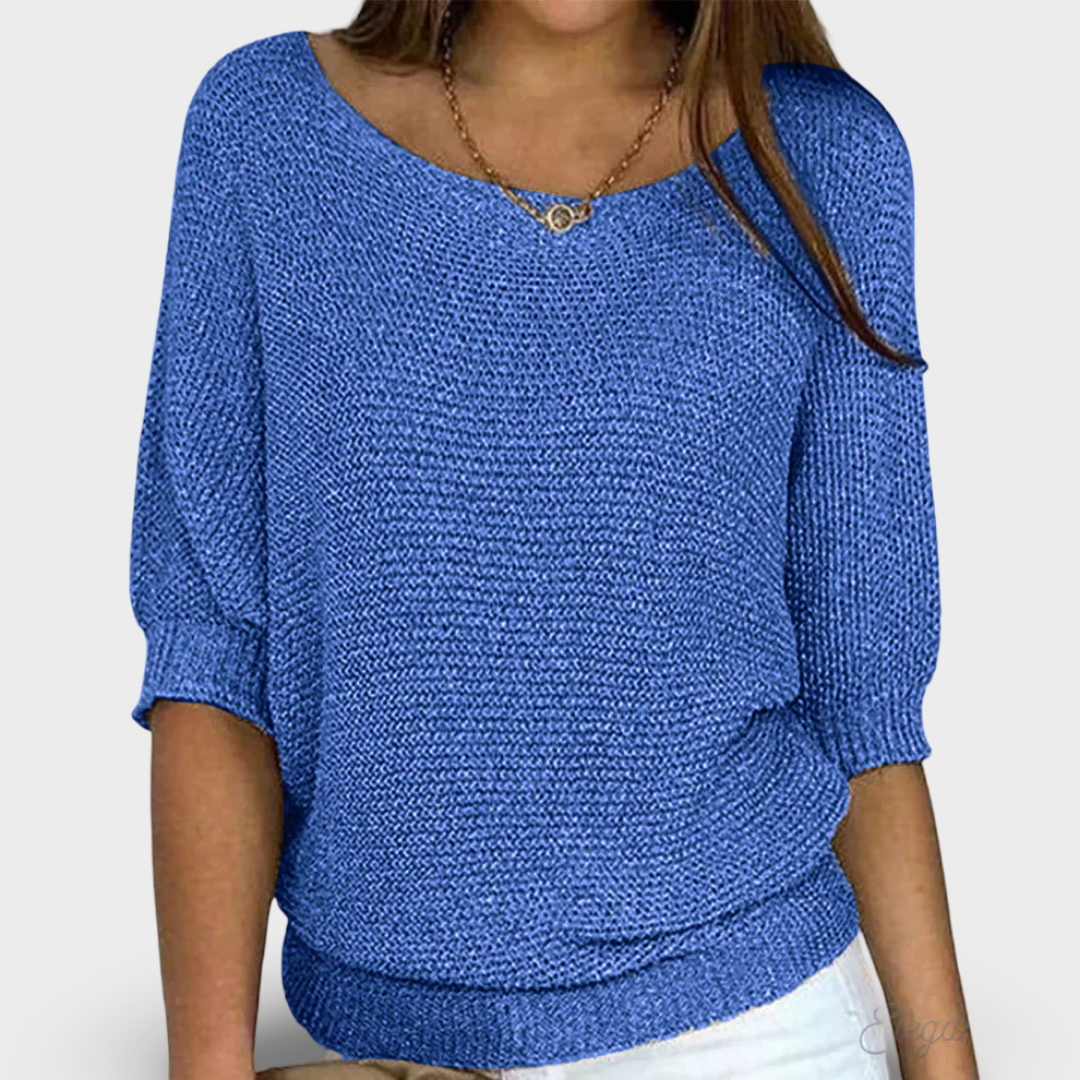Janete - Camisola Elegante de Malha Entrançada
