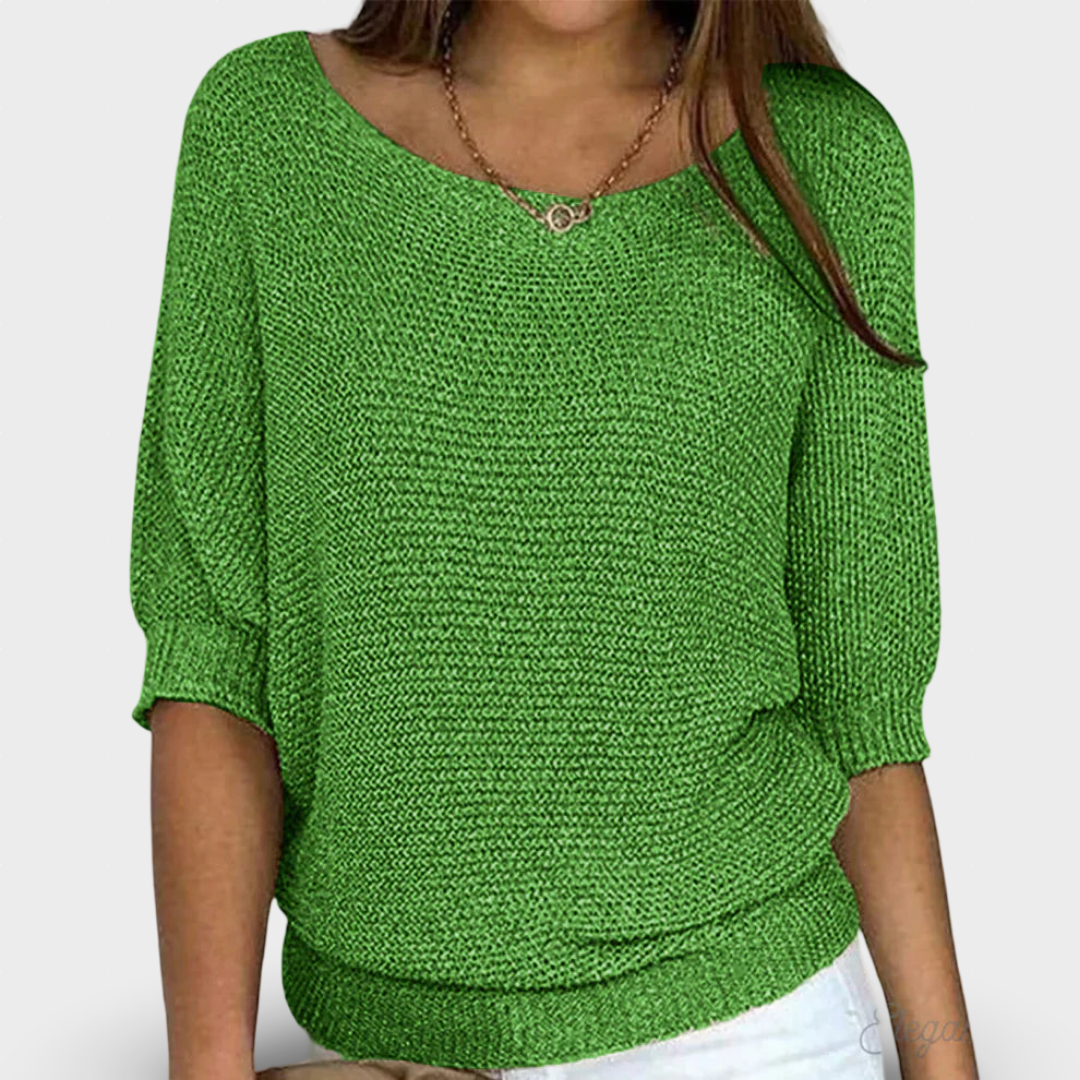 Janete - Camisola Elegante de Malha Entrançada