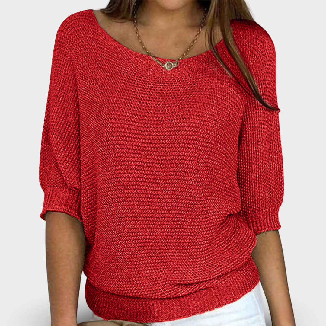 Janete - Camisola Elegante de Malha Entrançada