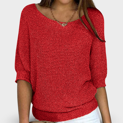 Janete - Camisola Elegante de Malha Entrançada