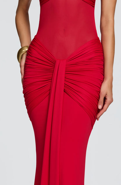 VESTIDO LONGO HALTER COM RUCHES